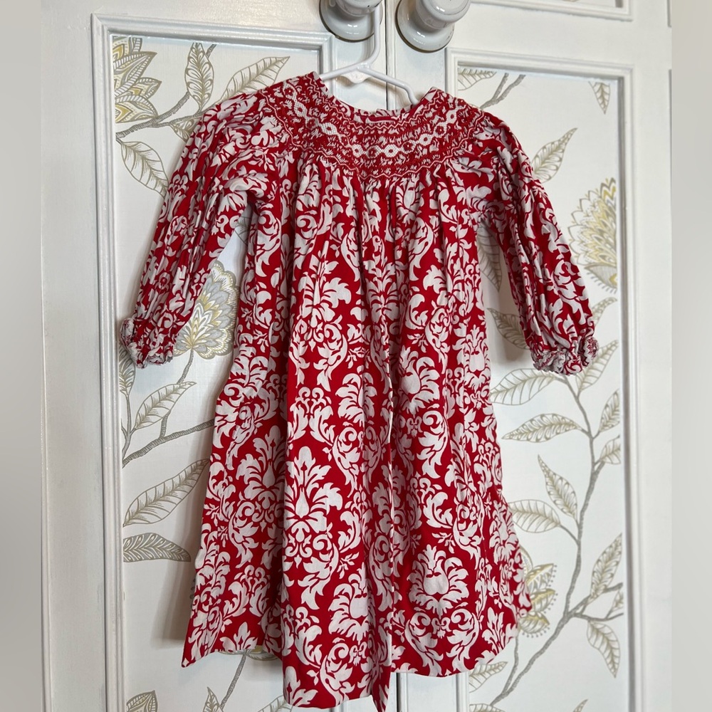 Velani Classics Smocked Red/White Dress